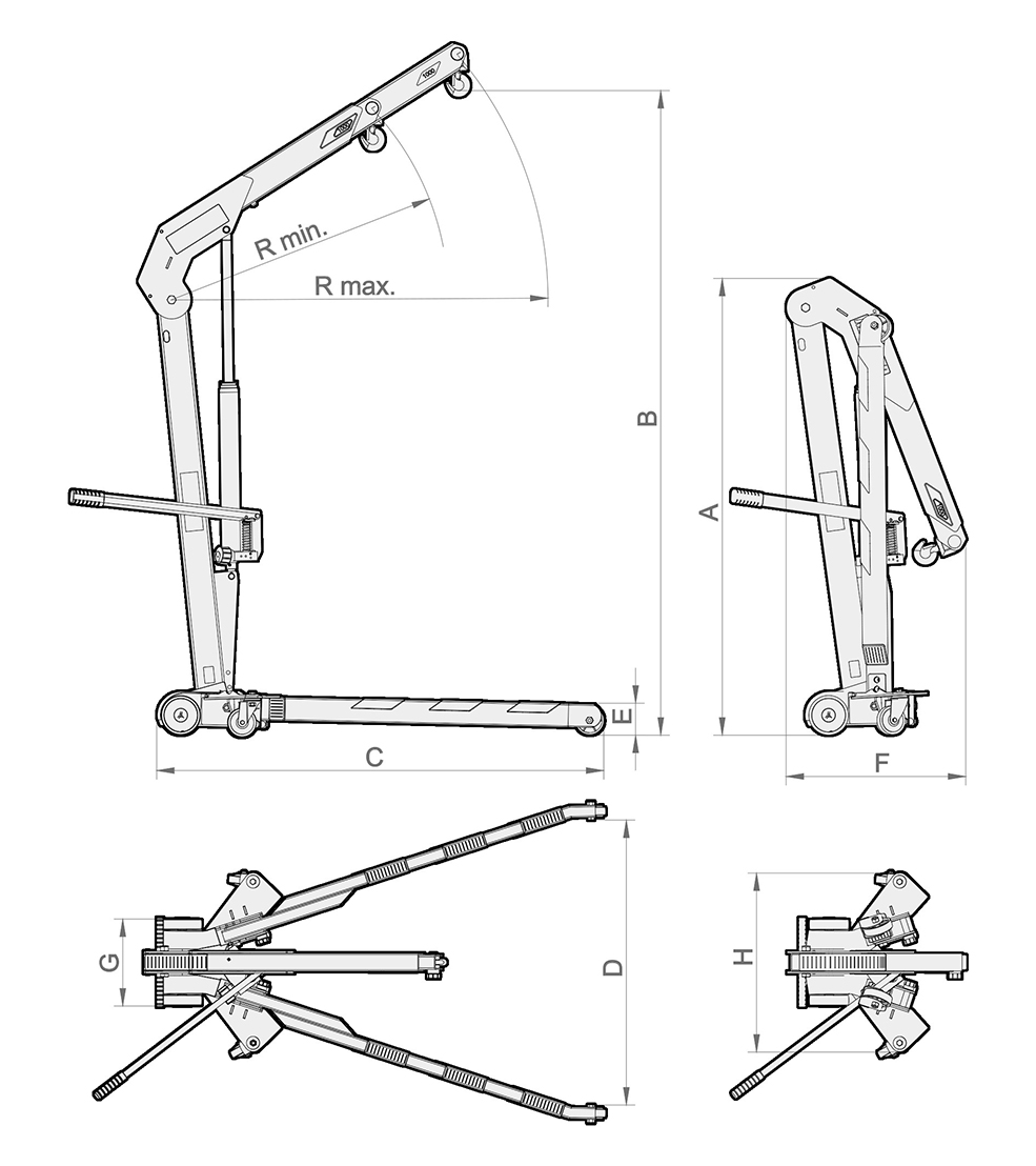 Grúa de taller plegable - MEGA CRV - SIA Suministros